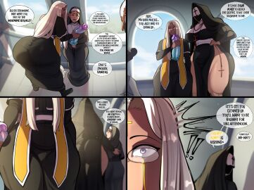 ass bent_over big_ass big_breasts big_thighs blackwhiplash breasts bubble_butt dark-skinned_male dark_skin dildo female femboy huge_ass long_hair male mother_noctis_(blackwhiplash) nun thick_thighs vanitas_(blackwhiplash) white_hair wide_hips