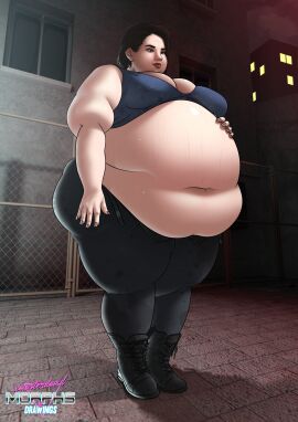 1girls bbw breasts female female_only horizontal_navel huge_belly huge_hips human jill_valentine overflowing_breasts resident_evil solo solo_female standing thick_thighs thunder_thighs weight_gain wide_hips xmasterdavid