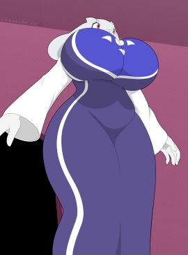 big_breasts breasts breasts_bigger_than_head curvy female furry goat hourglass_figure huge_breasts milf perspective red_eyes snakebd tight_clothing toriel undertale voluptuous voluptuous_female white_fur wide_hips