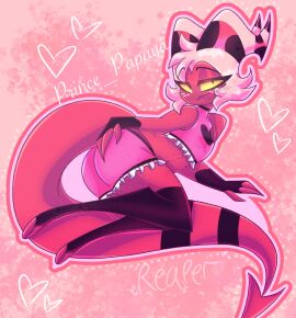 1boy ass ass_grab big_ass clothed crossdressing femboy gay helluva_boss imp male moxxie_(helluva_boss) prince_papaya solo tagme