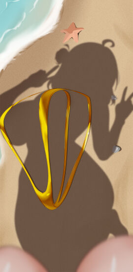 1girls annrichan breasts dressed_shadow_(meme) female hanami_ume huge_breasts idolmaster pov shadow sling_bikini solo