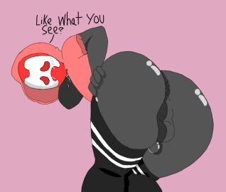 ass ass_grab exhibitionism fat_ass femboy hoodie male male_only mask no_pants penis showing_ass showing_off showing_off_ass showing_penis text thighhighs zb