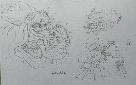 cock cock_out gay gay_sex kissing look_outside lyle_(look_outside) my_art saliva saliva_trail sam_(look_outside) shitpoststatus spider_humanoid tongue