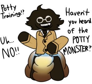 2024 anthro artist_signature babbyteh big_diaper bive_(regretevator) black_body black_fur black_hair clothed clothing coat colored dark_hair dialogue diaper diaper_fetish fangs feces female fur gay_sex hair hyper_feces hyper_messing hyper_scat hypermess like_what_you_like_i_guess? male peeing pooping regretevator roblox robloxian scat soiling solo teeth text thick_thighs urine watersports