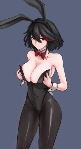 1girls ass big_ass big_ass_(female) big_breasts big_butt black-haired_female black_hair bowtie breasts bunny_costume bunny_ear bunny_girl bunny_tail bunnysuit busty_teenager cleavage fat fat_ass fat_breasts fat_butt female female_only hands_on_breasts holding_breasts holding_own_breasts huge_ass huge_breasts huge_butt kill_la_kill matoi_ryuuko remastered solo solo_female solo_focus teenage_female teenager thick_legs thick_thighs tie tomboy upscaled vanillanighttt young young_female younger_female