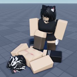 1boy 1girls 3d ballbusting balls baseplate blindfold blindfolded bored bored_expression breasts clothed_female clothed_female_nude_male dominant_female female femdom gag gagged male miljkfarts milky_(miljkfarts) nude_male penis purse roblox robloxian snowy_(miljkfarts) stepping_on_balls stepping_on_genitals stepping_on_male stepping_on_penis submissive_femboy submissive_male thighhighs underboob