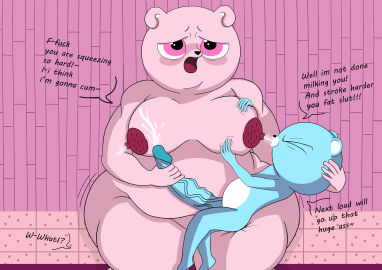 2023 absurd_res anthro ass azulin_(unicorn_wars) bear big_ass big_butt big_penis black_nose blue_body blue_ears blue_fur blush bodily_fluids brother brother_(lore) brothers_(lore) closed_eyes cradle_position cradling cum cumshot dialogue digital_media_(artwork) duo ejaculation english_text exclamation_point front_view fur genital_fluids genitals gordi_(unicorn_wars) half-closed_eyes hand_behind_head hand_on_moob hand_on_penis handjob hi_res huge_ass huge_butt huge_cock hyper hyper_genitalia hyper_penis incest_(lore) inside intraspecies itsme_hilo lactating looking_pleasured male male/male male_lactation mammal moob_grab moob_suck moobs multicolored_body multicolored_fur narrowed_eyes nipple_fetish nipple_play nipple_suck nursing_handjob obese obese_anthro obese_male on_lap orgasm overweight overweight_anthro overweight_male penile penis pink_body pink_ears pink_eyes pink_fur question question_mark sex sibling_(lore) sitting sitting_on_lap sucking text thick_thighs tongue two-tone_body two-tone_fur unicorn_wars vein veiny_penis