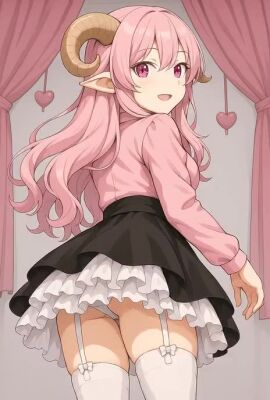 ai breasts cute female panties pink_hair skirt tagme thighhighs up_skirt video
