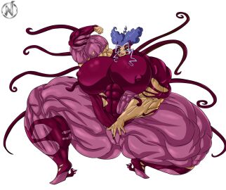 abs artist_logo big_breasts breasts commission commissioner_upload dark_pink_eye_shadow dark_pink_lipstick dark_purple_hair dark_sirenix deviantart_link female fins_on_heels frizzy_hair fuschia_colored_bodysuit grinning_at_viewer high_heels hyper hyper_muscles masturbation muscles muscular muscular_arms muscular_female muscular_legs muscular_thighs nadoarts nipples playing_with_self pussy rainbow_(animation_studio) squatting stormy_(winx_club) tan_skin teal_eyes tentacles veins visible_pussy winx_club witch