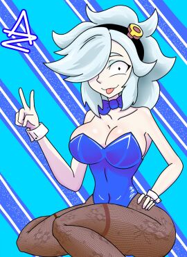 ankeitan brawl_stars brawlidays bunnysuit colette_(brawl_stars) female pantyhose white_hair