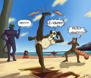 absurd_res ailurid anthro bear casual_nudity domestic_cat felid feline felis female giant_panda group hi_res jayjay luis_(nattonna) male mammal mappo_tofuu nattonna nude nude_beach nudist red_panda rodent sciurid tree_squirrel