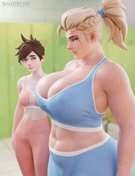 2girls 3d activision adidas aleksandra_zaryanova ass athletic athletic_female big_ass big_breasts blizzard_entertainment bottom_heavy breast_envy breasts british british_female busty caucasian caucasian_female chest curvaceous curvy curvy_figure digital_media_(artwork) european european_female female female_focus female_only fit fit_female girl_staring_at_girl's_chest girl_staring_at_guy's_chest hips hot_pink_tracer hourglass_figure huge_breasts human large_breasts larger_female legs lena_oxton light-skinned_female light_skin medium_support_(meme) meme overwatch overwatch_2 overwatch_archives polyanitsa‎_zarya russian russian_female sandreiio size_difference slim_waist thick thick_hips thick_legs thick_thighs thighs top_heavy tracer voluptuous voluptuous_female waist wide_hips yuri zarya