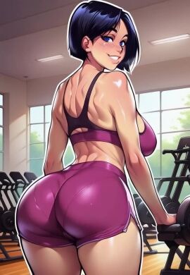 2d ai_generated animated cartoon cartoonish cartoony gym looking_at_viewer melkor_mancin melkor_mancin_(style) milf milftoon mommy mother needmymommy older_female shorts tagme video western_art