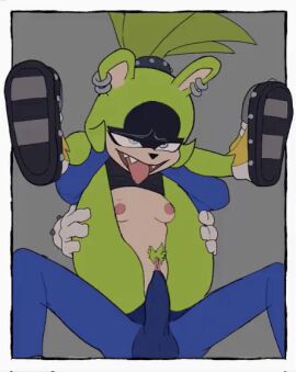 1boy 1girls 2d 2d_animation 4:5 amugea animated animated_image anthro anthro_on_anthro anthro_only anthro_penetrated anthro_penetrating anthro_penetrating_anthro areolae balls black_hairband black_shirt blue_body blue_fur bouncing_breasts breasts breasts_out colored ear_piercing earrings female female_penetrated female_pubic_hair full_nelson full_nelson_(legs_held) full_nelson_vaginal furry gif gloves green_body green_fur hairband hands_behind_another's_head hedgehog holding_partner idw_comics idw_publishing looking_pleasured male male/female male_penetrating male_penetrating_female matchattea mobian mobian_(species) mobian_tenrec nipples partial_male penis penis_in_pussy piercing ponytail pounding pounding_pussy pubes pubic_hair pussy ring sega shirt shirt_lift shoes small_breasts sonic_(series) sonic_the_hedgehog sonic_the_hedgehog_(comics) sonic_the_hedgehog_(idw) sonic_the_hedgehog_(series) sparks studded_hairband surge_the_tenrec tenrec tongue tongue_out vaginal_penetration vaginal_sex vertical_video