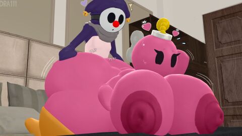 1boy 1girls 3d ass bent_over bob-omb bomb bombette breasts dra111_(artist) dragon316 female huge_ass huge_breasts huge_nipples hyper hyper_ass hyper_breasts male mario_(series) nintendo nipples nude nude_female paper_mario shy_guy tagme wind-up_key