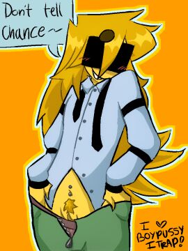 blacked_out_eyes blush chance_(forsaken) female itrapped itrapped_(forsaken) male pants_down pussy stomach_piercing transgender