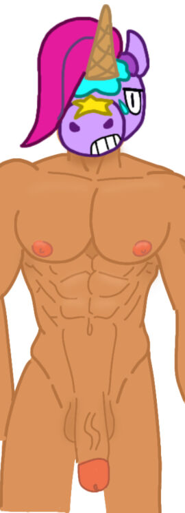 1boy abs brawl_stars horse looking_at_viewer male muscles pecs penis pink_nipples veiny_penis