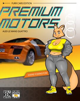 2d 2d_(artwork) car design diane_foxington furry furry_ears furry_female furry_only furry_tail magazine magazine_cover ren_imperior sfw