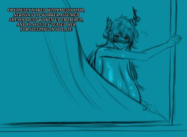 1girls bathroom breasts embarrassed english_text female female_only hidden_sex hololive hololive_english huge_breasts hyper_breasts marianatrencher monochrome nerissa_ravencroft solo text virtual_youtuber