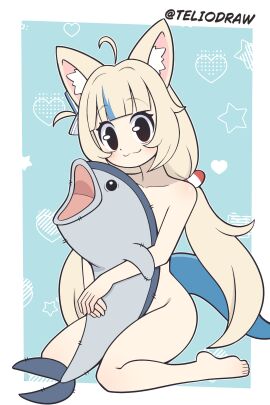 1girls female indie_virtual_youtuber kemonomimi nude nude_female sameko_saba solo_female solo_focus tagme teliodraw virtual_youtuber