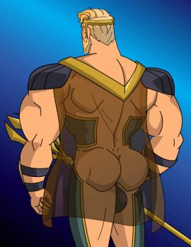 1boy animated aquaman aquaman_(series) arthur_curry ass back_muscles cape caucasian caucasian_male dc dc_comics gif injustice male male_only mchlsctt709 muscles muscular muscular_male solo solo_male superhero