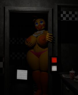 1girls 3d animatronic anthro ass beak big_ass big_breasts big_thighs breast_grab breasts chica_(fnaf) female female_focus female_only five_nights_at_freddy's furry furry_female huge_breasts looking_at_viewer robot_humanoid robot_joints runaboo_chica scottgames solo thick_ass thick_butt thick_thighs toy_chica_(fnaf) yellow_body yellow_fur