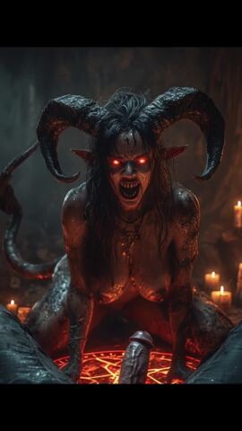 ai ai-created ai_assisted ai_generated demon demon_girl demon_horns demon_tail fantasy fantasyanim huge_breasts huge_cock licking_penis pentagram tagme video