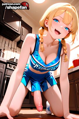 1futa 2025 absurd_res absurdres ai-created ai-generated ai_art ai_generated all_fours ambiguous_gender athletic_futa balls big_balls big_cock big_dick big_penis big_testicles blonde_hair blue_eyes boner braided_hair breasts bust cheerleader cheerleader_outfit cheerleader_uniform chest cleavage cock cute dick dripping dripping_cum erection futanari halloween halloween_2025 halloween_2025_(shapefan) halloween_costume hi_res high_quality high_resolution inside intersex kitchen large_balls large_penis large_testicles light_skin looking_at_viewer medium_boobs medium_breasts medium_tits monotone_hair on_all_fours on_floor open_mouth pale_skin penis penis_under_skirt precum shapefan short_hair skinny_futa skirt smile smiling smiling_at_viewer sora_(shapefan) stable_diffusion sunlight tagme teeth tongue twintails uncensored window