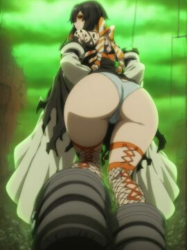 1girls ai_generated amo_empool big_ass gachiakuta looking_at_viewer looking_back partially_clothed solo solo_female thick_thighs viewed_from_below