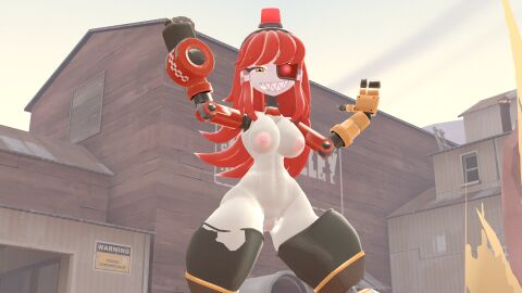 1girls 3d breasts breasts_out female female_only mimi_sentry naked pussy sentry_(team_fortress_2) solo solo_female team_fortress_2