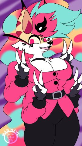 big_breasts breasts female helluva_boss mad_n_evil no_humans queen_bee-lzebub_(helluva_boss) thick_thighs wide_hips