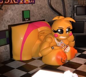 3d annoyed annoyed_expression anthro anthro_only ass ass_cleavage ass_crack ass_focus ass_squish bib bottomwear breasts butt_crack ctgiantess female female_only five_nights_at_freddy's five_nights_at_freddy's_2 giantess hi_res huge_ass huge_breasts huge_butt huge_hips huge_toy_chica hyper hyper_ass hyper_butt hyper_hips lol looking_at_viewer partially_clothed robot robot_girl sharp_teeth sideass solo stuck stuck_in_vent thick_ass topless toy_chica_(fnaf) toy_chica_(love_taste) vent wide_hips yellow_body