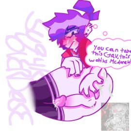 ass cum femboy oc purple_hair thighhighs twink