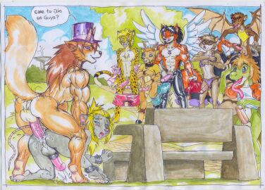 accessory anal anal_sex anthro anthro_on_anthro anthro_penetrated anthro_penetrating anthro_penetrating_anthro ass backsack balls ballsack biped black_hair blonde_hair blue_eyes blush bodily_fluids bracelet brown_hair buckle canid canine cheetah clothing cock_ring countershade_face countershade_fur countershade_torso countershading cum cum_in_ass cum_inside cum_while_penetrated deer dialogue ear_piercing ear_ring ejaculation english_text erection exhibitionism eyebrows feathered_wings feathers felid feline fox fur furry furry_only genital_fluids genitals geoff_(yoshi) glans hair hands-free hat headgear headwear hooves horn humanoid_genitalia humanoid_penis interspecies jewelry lomas male male/male male_penetrated male_penetrating male_penetrating_male mammal mariano mario_(series) membrane_(anatomy) membranous_wings murid murine nintendo open_mouth open_smile penetration penile penile_penetration penis penis_accessory penis_in_ass penis_jewelry perineum piercing plaguerat_(character) public public_nudity public_sex raised_tail rat ring_piercing rodent rossy_(rossy105) sam_the_angel_fox serril.raccoon sex smile speech_bubble spiked_bracelet spiked_cock_ring spikes tail text tongue tongue_out vein veiny_penis wings yoshi zach_(gamerfox) zapher