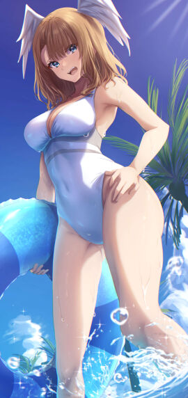 1girls 2d breasts clothed digital_media eunie_(xenoblade) feet_out_of_frame female female_only nintendo one-piece_swimsuit open_mouth ouna0408 solo swimsuit tagme wings wings_on_head xenoblade_(series) xenoblade_chronicles_3