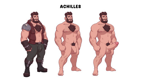abs achilles_(surviving_purge) animasanimus balls bara beard biceps big_balls big_penis erection grizzlygamerdev male male_nipples male_only masculine_male muscular muscular_male nipples nude pecs penis surviving_purge_(grizzlygamerdev) vliir yaoi