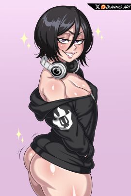 1girls absurd_res absurdres artist_logo artist_name asian asian_female ass ass_focus big_ass big_booty big_butt black_hair blannis_art bleach booty booty_focus bottom_heavy bottom_heavy_female breasts bubble_butt butt_focus clothing dark_hair exposed exposed_ass exposed_butt female female_focus female_only flat_chest flat_chested fuck_me_eyes half-closed_eyes headphones headphones_around_neck highres hoodie hoodie_only huge_ass huge_booty huge_butt jiggle jiggling jiggling_ass jiggling_butt kuchiki_rukia light-skinned_female light_skin nipple_bulge nipple_outline nipples nipples_visible_through_clothing patreon patreon_logo patreon_username petite petite_body petite_breasts petite_female petite_tits presenting presenting_ass presenting_butt purple_eyes shake shake_lines shaking shaking_ass shaking_butt shaking_lines short-haired_female short_hair shortstack small_boobs small_breasts small_tits smile smiley_face smiling smug smug_face solo sparkle sparkles sparks thick thick_ass thick_butt thick_legs thick_thighs twitter twitter_logo twitter_username zipper