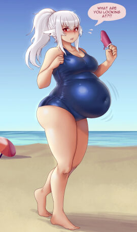ass bbw beach belly_overhang big_belly big_female blush chubby chubby_female embarrassed fat fat_ass fat_female fat_fetish fatty female full_body giantess ice_cream kipteitei large_female mini_giantess obese obese_female ocean original overweight overweight_female pig plump pork_chop pudgy_belly swimsuit thick_thighs tubby weight_gain