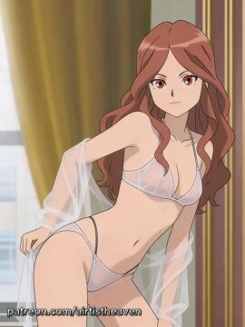 ai_generated animated bra brown_eyes brown_hair female female_focus female_only girl girly inazuma_eleven inazuma_eleven_(series) light_skin looking_at_viewer nelly_raimon patreon raimon_natsumi sheer_clothing tagme thong video walking