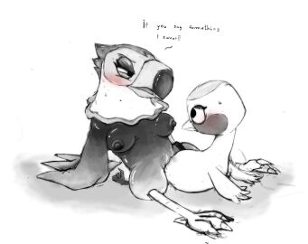 accipitrid accipitriform amelia_(animal_crossing) animal_crossing anthro avian bird breasts duo eagle female female/female furry gladys_(animal_crossing) hi_res krookodile841 nintendo nipples nude ostrich pussy ratite semi-anthro tribadism