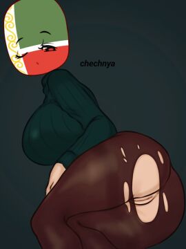 ass_focus berrysoft black_pantyhose chechnya_(countryhumans) countryhumans countryhumans_girl edit female flawsystyle green_sweater muslim one_eye_closed pussy ripped_pantyhose tagme