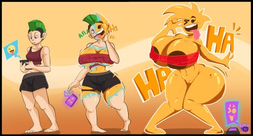 ass ass_expansion bimbo bimbofication breast_expansion breast_growth breast_growth_(enlargement) breasts character_request copyright_request dizzytube emoji emoji_(race) emojification female gender_transformation glasses hair_growth huge_ass huge_breasts lip_expansion mind_control nipples personality_change skin_color_change tagme thick_thighs thigh_expansion transformation transformation_sequence wide_hips