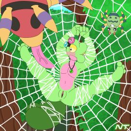 anthro anus arachnid ariados arms_above_head arms_tied arthropod arthropod_webbing belly blush bodily_fluids bondage bound cum duo eyelashes female feral fern_shinamori flat_chested forest forest_background gecko generation_2_pokemon generation_3_pokemon genital_fluids genitals green_body head_flower hi_res imminent_sex jewelry leaking_cum lizard looking_at_genitalia looking_at_penis male multi_tail nature nature_background necklace necklace_only ninjatreecko nintendo nude outside ovipositor ovipositor_penis penis pink_belly plant pokemon pokemon_(species) pussy questionable_consent reptile scalie spider spider_web spinarak spread_legs spreading sweat tagme tail tree treecko web_bondage wide_eyed yellow_eyes