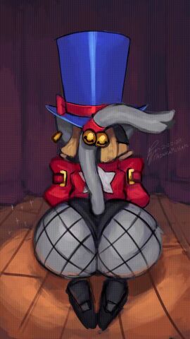 1girls 9:16 animated animated_gif anthro ass_shake cat_girl cat_tail catgirl facing_away female from_behind furry gif heels jaspar_(pajamamcham) original original_character pajamamcham_(artist) top_hat vertical_video