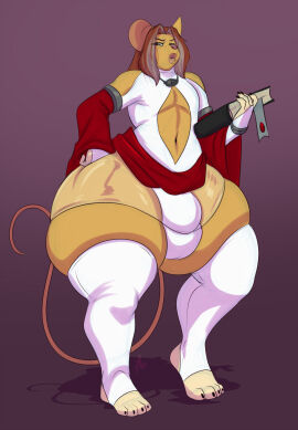 1boy 2d 2d_(artwork) anthro balls big_balls book bottom_heavy bottom_heavy_femboy elderly_male feet femboy genitals girly grey_hair greying_hair hair hi_res huge_thighs lavenderpandy leotard lips male male_only mammal mouse murid murine original plump_thighs pouty_lips red_hair rodent solo stirrup_stockings thick_lips wide_hips