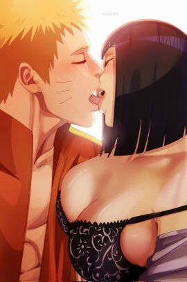 before_sex boruto:_naruto_next_generations bra breast_out breasts canon_couple closed_eyes couple covering_breasts deep_kiss drawink female head_tilt huge_breasts husband_and_wife hyuuga_hinata kissing lingerie married_couple naruto open_mouth open_shirt passionate preparation preparing pressed_together tongue tongue_kiss tongue_out uzumaki_naruto