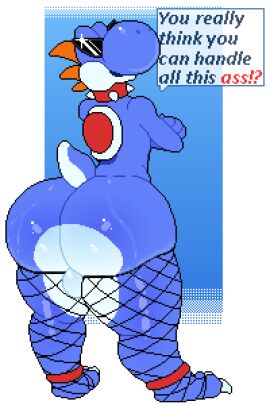 absurd_res anthro ass balls big_ass big_butt blue_yoshi blush bodily_fluids boshi clothing dinosaur duo english_text fish_net_leggings fishnet_clothing gay genitals hi_res leggings legwear male male_only mario_(series) mario_bros mertvykhcrows nintendo nude open_mouth prehistoric_species reptile scalie simple_background super_mario_bros. super_mario_rpg super_mario_rpg_legend_of_the_seven_stars super_mario_rpg_remake sweat tail text thigh_high_leggings thigh_highs video_games yoshi