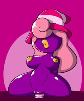 animated areola areolae big_breasts bouncing_breasts breasts dildo dildo_in_ass dildo_insertion dildo_riding eyeless_female female ghost ghost_girl hair_over_eyes lewdydoodls lips lipstick mario_(series) nipples paper_mario paper_mario:_the_thousand-year_door pink_hair purple_body vivian_(paper_mario) witch_hat yellow_areola yellow_lipstick yellow_nipples