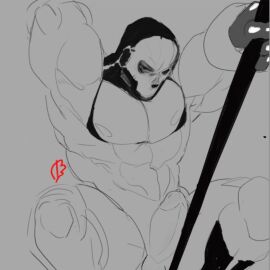 call_of_duty call_of_duty_modern_warfare_2_(2022) erection ghost_(modern_warfare_2) gloves looking_at_viewer male male_focus male_only masked_male matsuraoni naked pole pole_dancing precum simon_riley