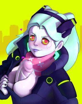 1futa alternate_breast_size autopaizuri autopaizuri_under_clothes big_breasts breasts casual_autopaizuri cleavage clothed clothing cyberpunk:_edgerunners erect_penis erection futa_only futanari huge_cock humanoid humanoid_penis hyper_penis intersex jacket long_hair mostly_clothed pale_skin penis rebecca_(edgerunners) solo standing stupidsmut twintails